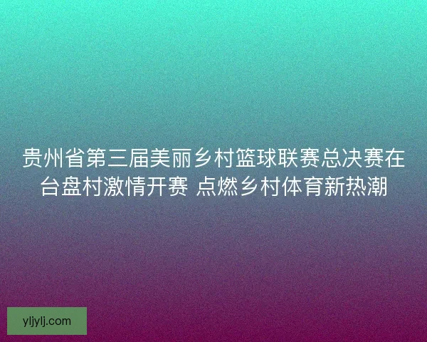贵州省第三届美丽乡村篮球联赛总决赛在台盘村激情开赛 点燃乡村体育新热潮